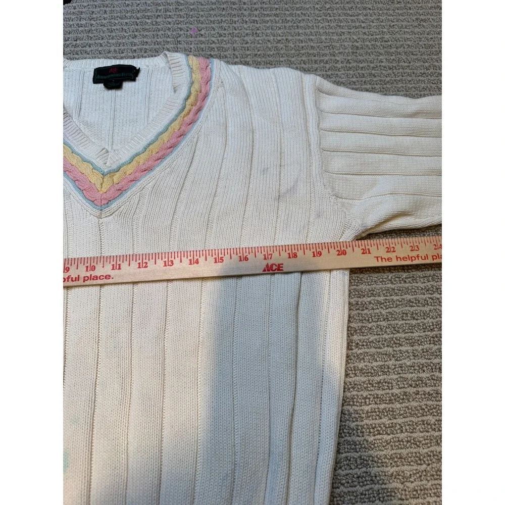 Vintage Abercrombie & Fitch Cable‎ Knit V Neck Sweater Size M Cottagecore Preppy - Picture 10 of 11